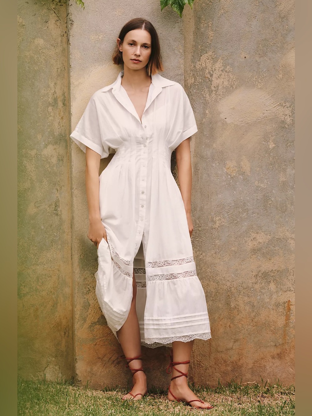Worn once Exquise Tobie Short-Sleeve Collared Midi Dress